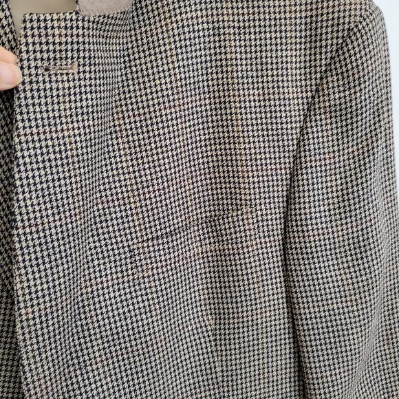 Burberrys' Sport Coat Houndstooth 1990s Navy Tan Academia Men 42R - Picture 4 of 15
